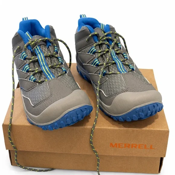 Merrell Kids Waterproof Hiking Shoes Gray Blue Size 4 New in Box - Picture 5 of 9